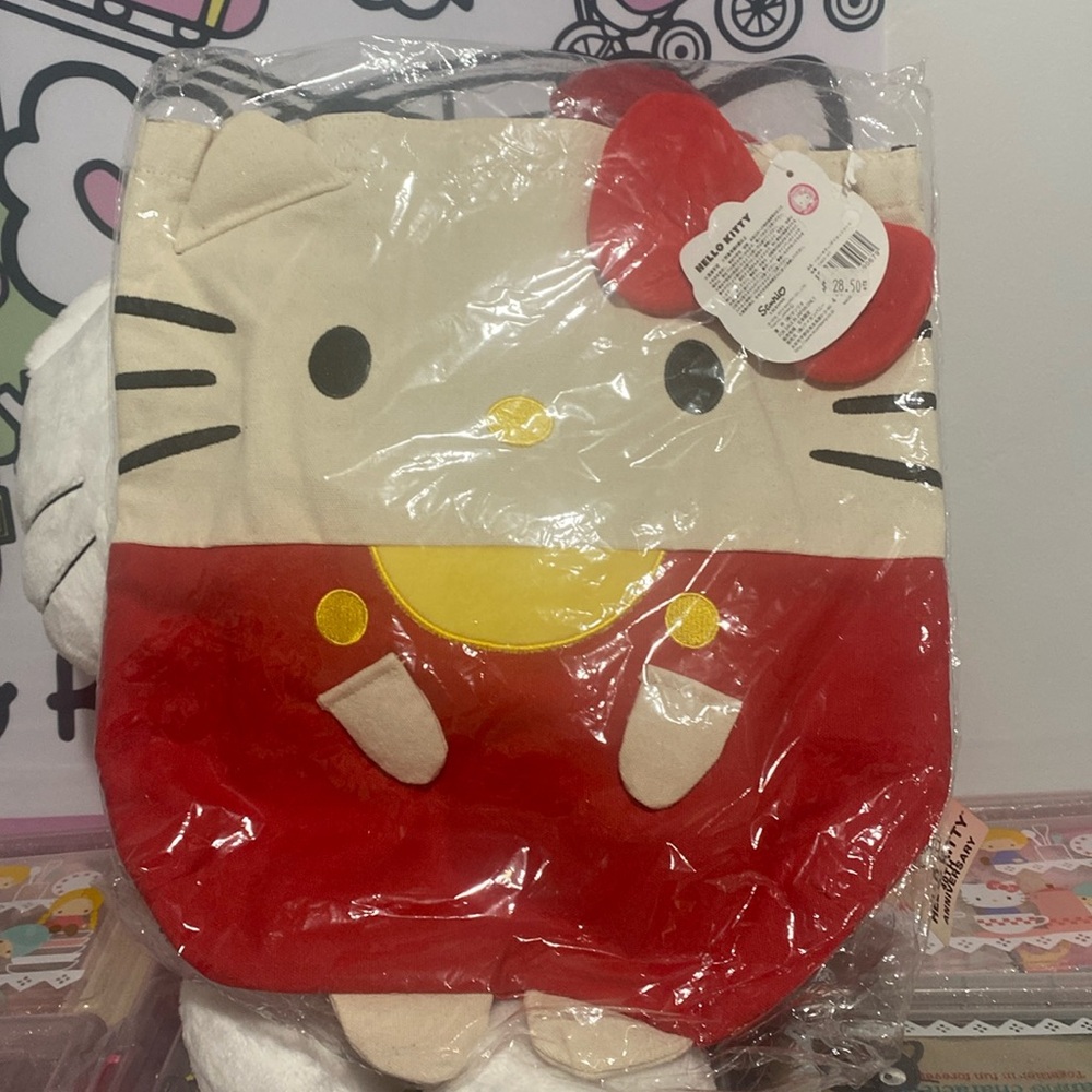 New Sanrio Hello Kitty canvas tote medium shoulder bag

Approximately 14”x13”